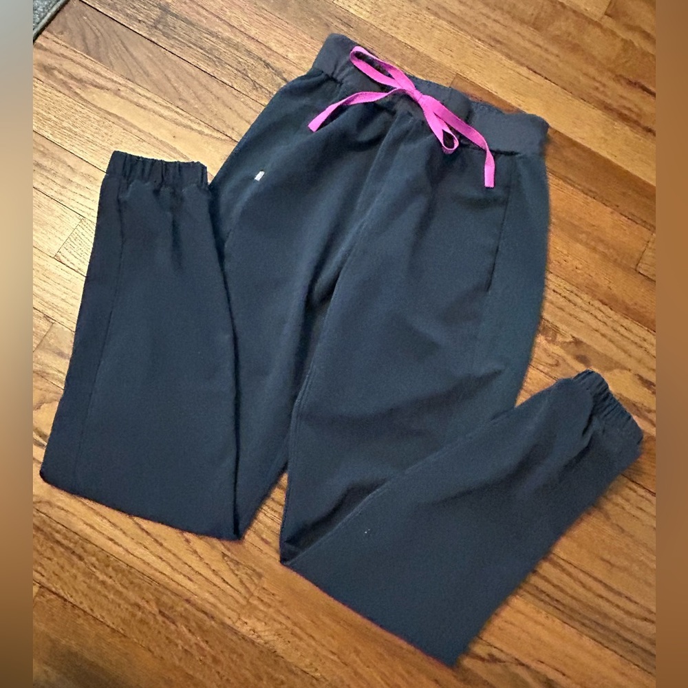 Figs Technical Collection Jogger Pants with Pink Drawstring